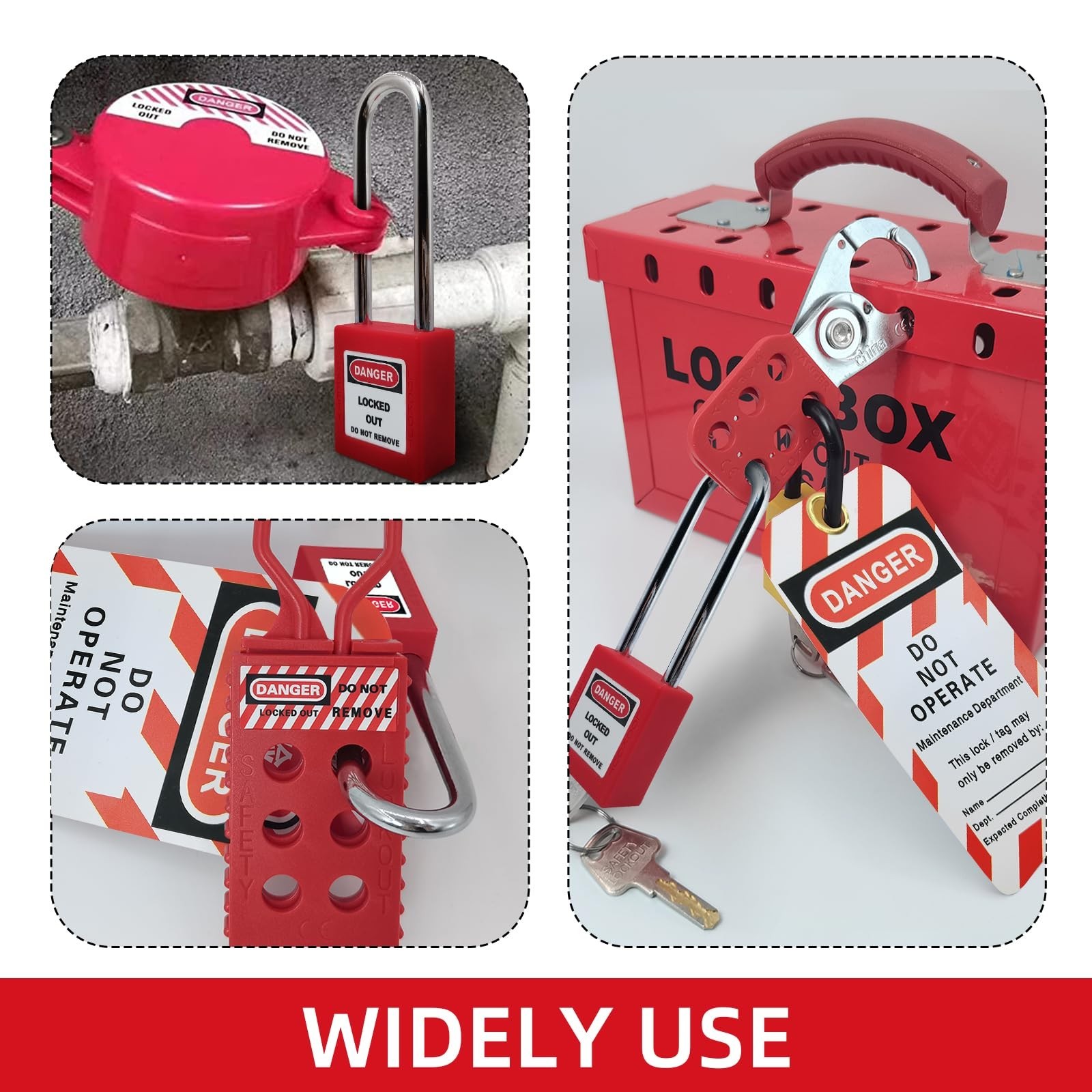 Lockout Tagout Locks Set 5pcs Loto Locks,Red Lockout Locks Keyed Different,Sa...