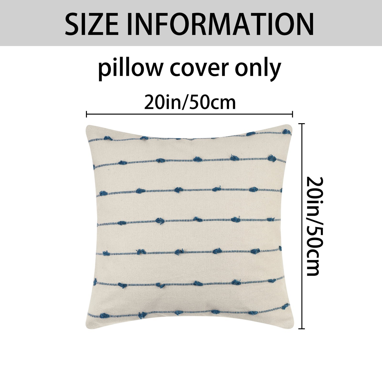 2 Pack Striped Boho Decorative Cushion Pillow Covers Modern Square Neutral Blue