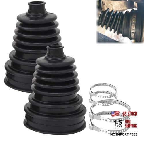 2 CV Boot Kits (Axle Boot Kits) with 4 Stainless Steel Clamps CV Joint Boot