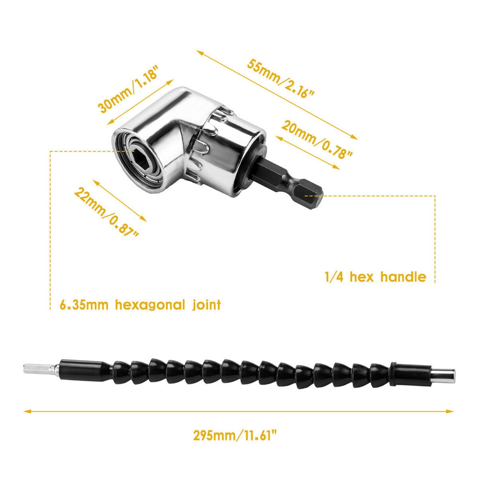 105 Degree Right Angle Drill Socket Adapter Flexible Shaft Extension Bit Driver