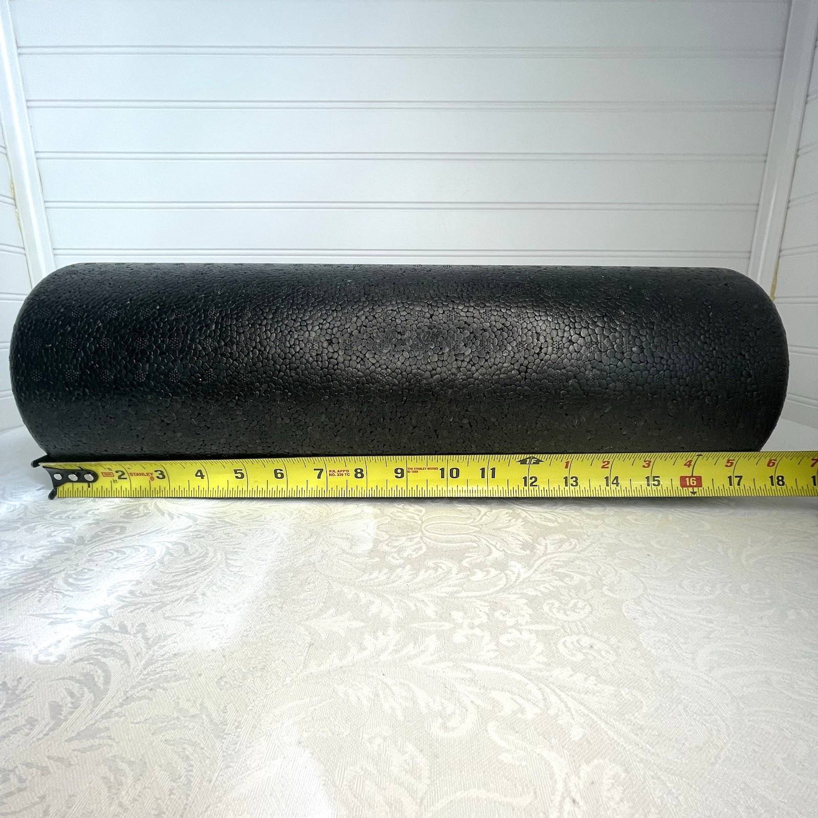 High Density Foam Roller 18 Inches Solid Black Muscle Massage Physical Therapy