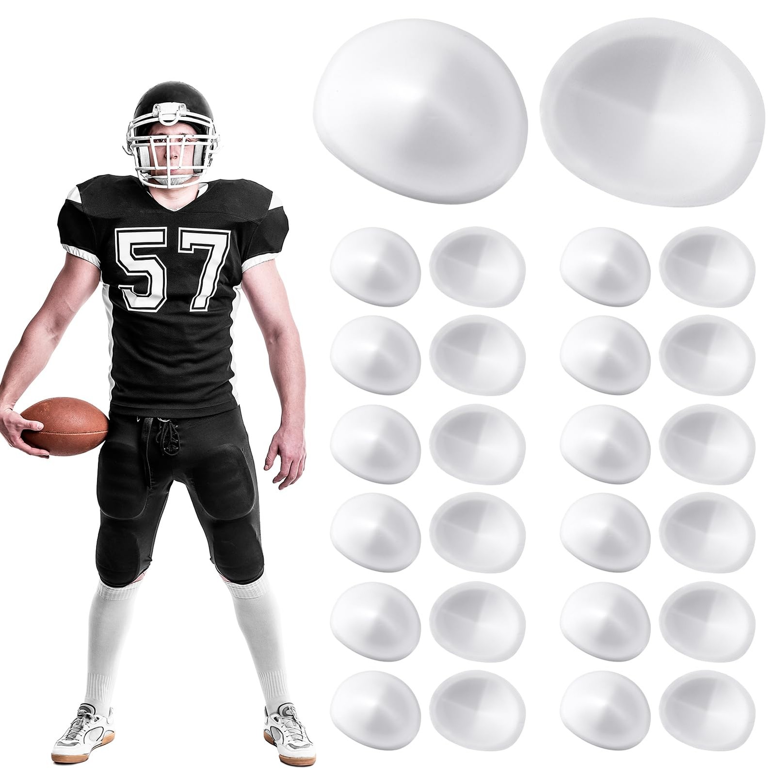 Meooeck 24 Pair Rise Knee Pads White Inserts Light Knee Pad Saver For Youth Men