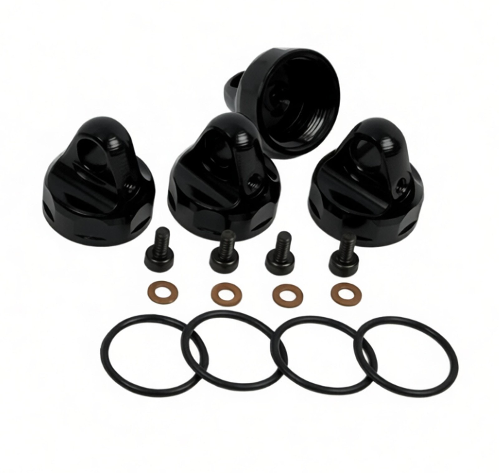 Vingtage RC10 Alloy Shock Caps (4) Black For Team Associated RC10 RC10T/Gt DS