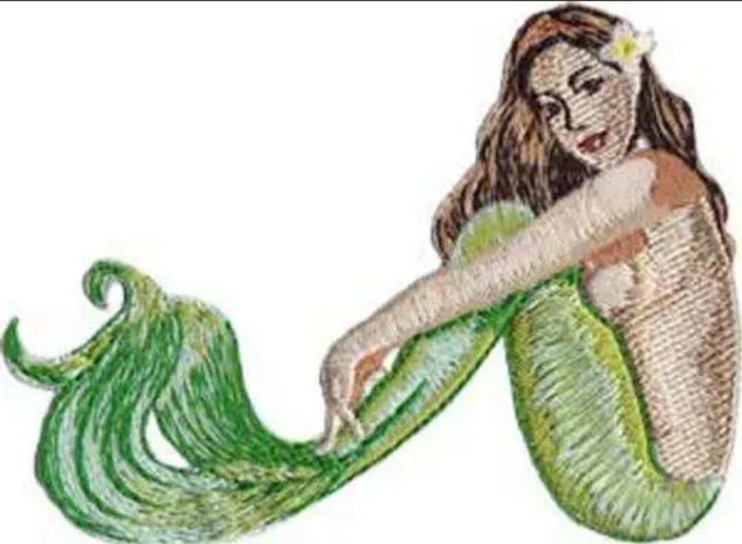 Mermaid Embroidery Patch Est. 5" Iron On or Sew On High Quality