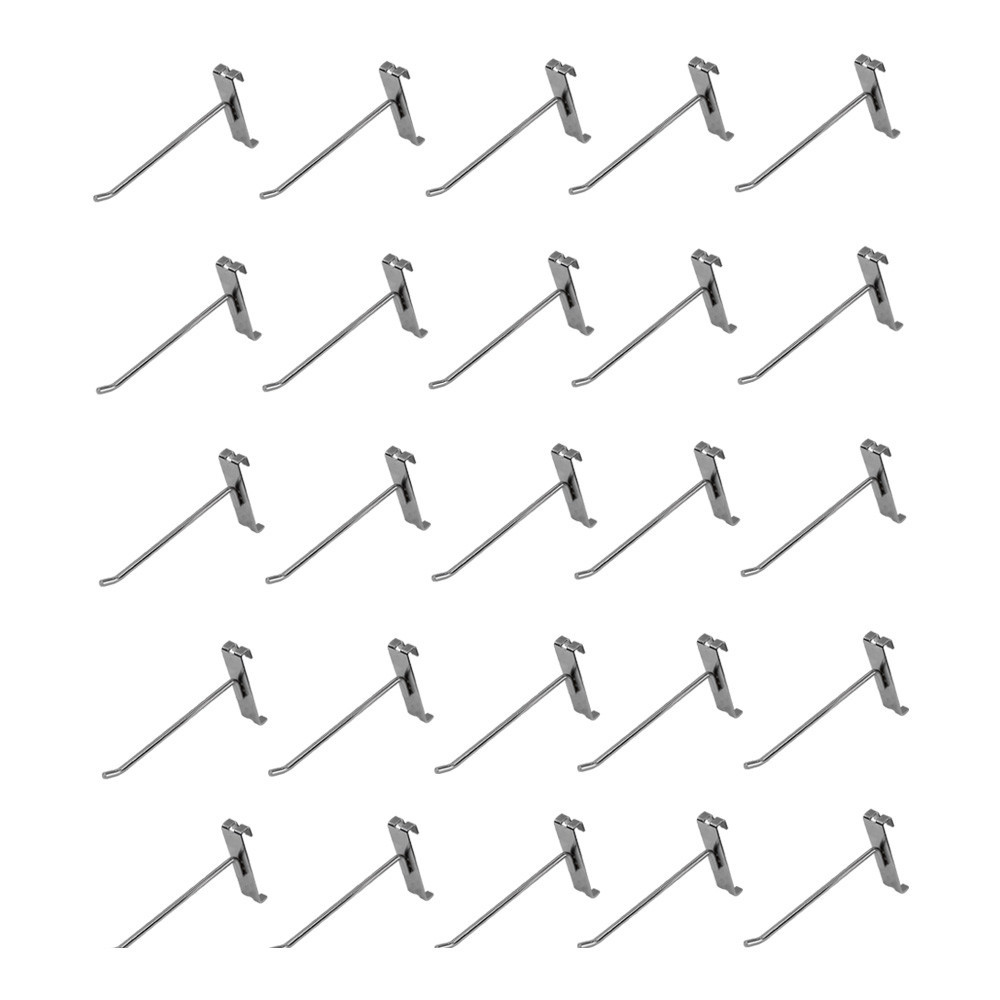 20 Pieces 6 Inch Gloss Chrome Metal Wire Gridwall Hooks Panel Display Hanger