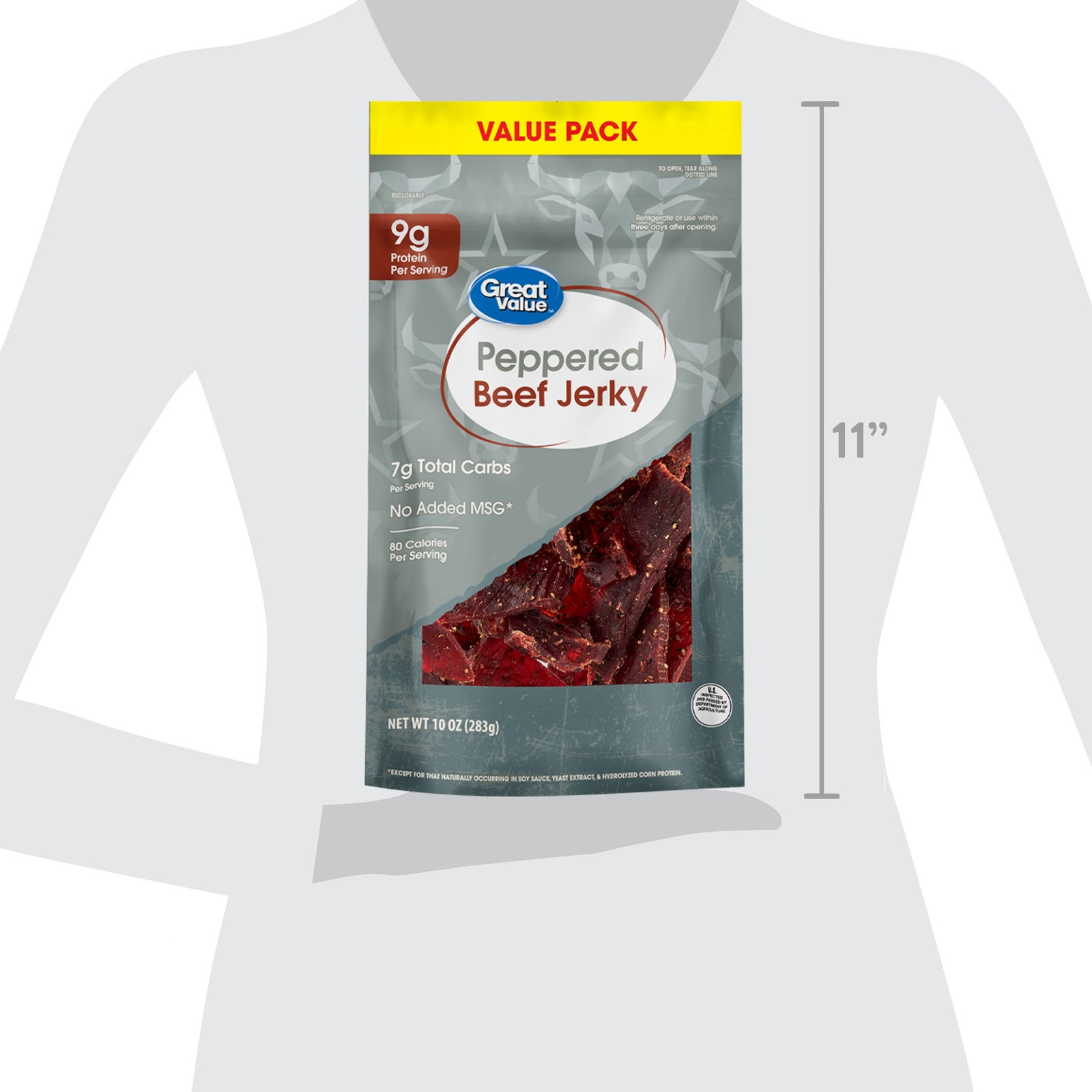 Great Value Peppered Beef Jerky Value Pack, 10 oz