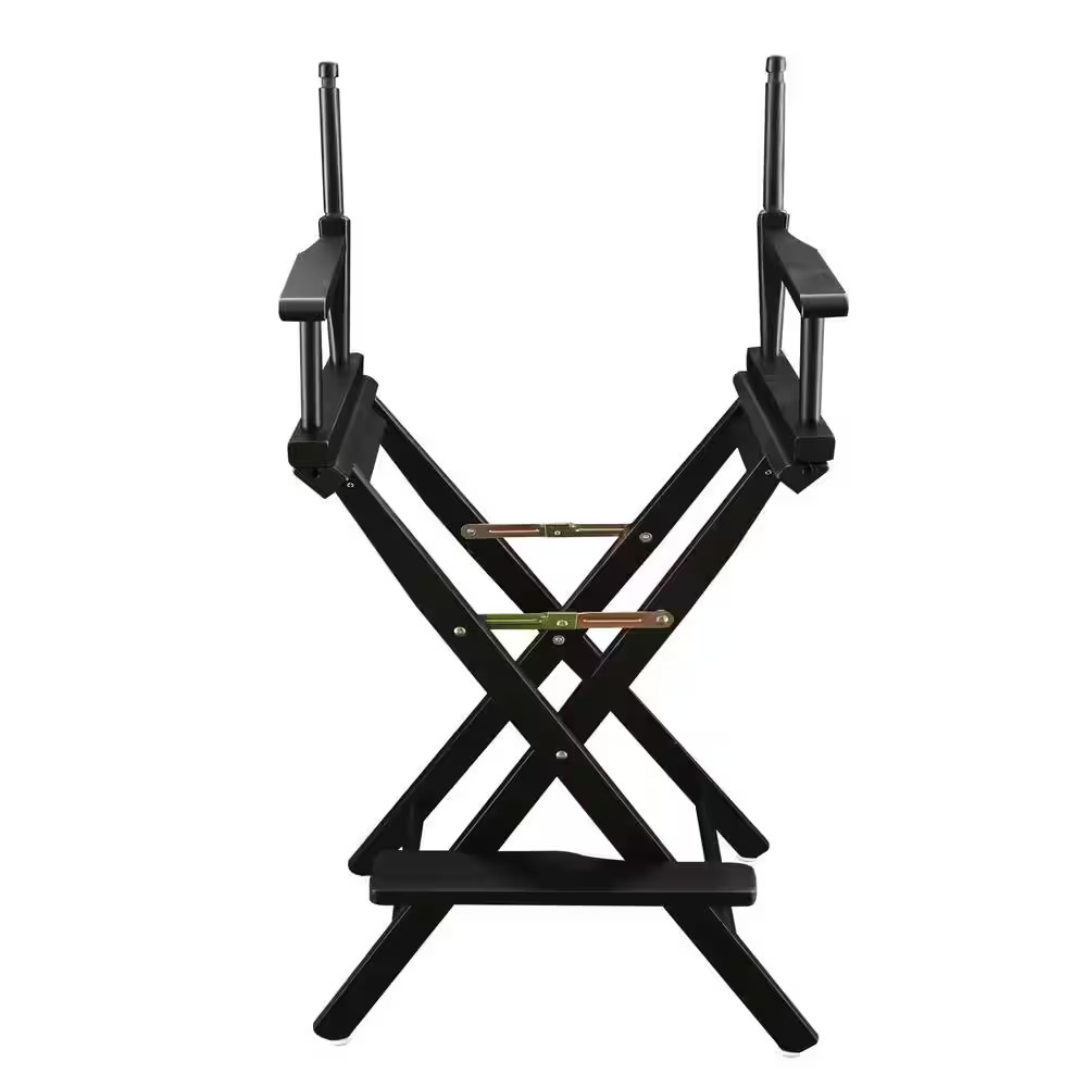 30 In. Seat Height Black New Solid Wood Director'S Chair Frame Only, Folding Cha