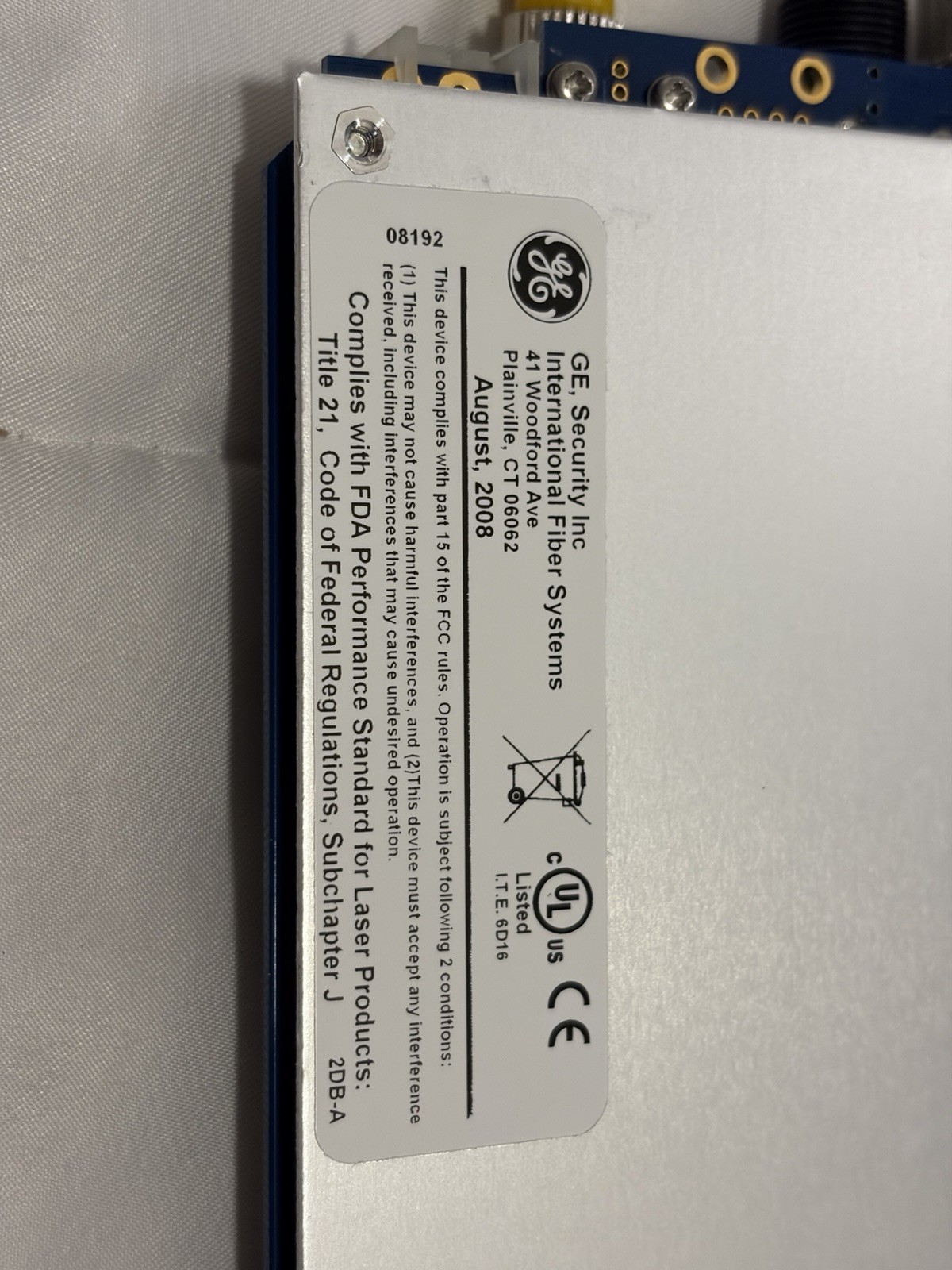 GE Security VR1930WDM-R3 Video Receiver Data Transceiver IFS Fiber Module