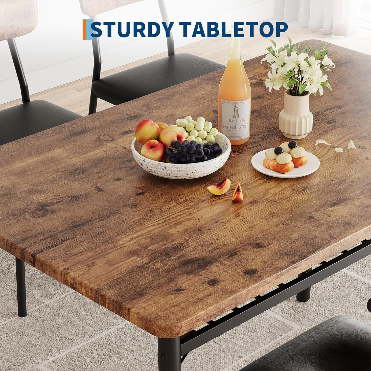 Dining Table for 2 with Storage Rack, Small Kitchen Table for 2 with Metal Frame