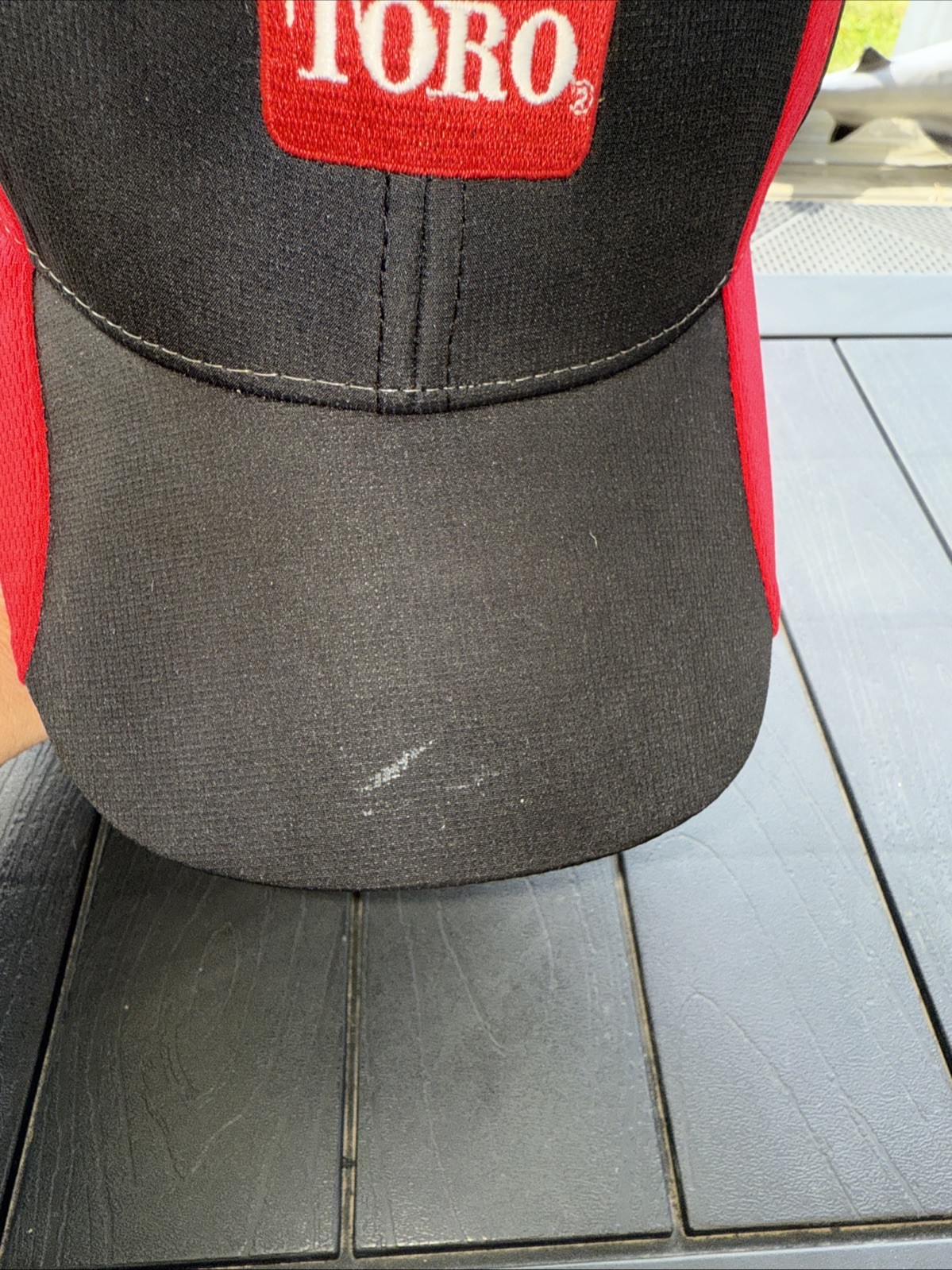 TORO in White on Black Maroon Accented Hat Cap Hook Loop Polyester