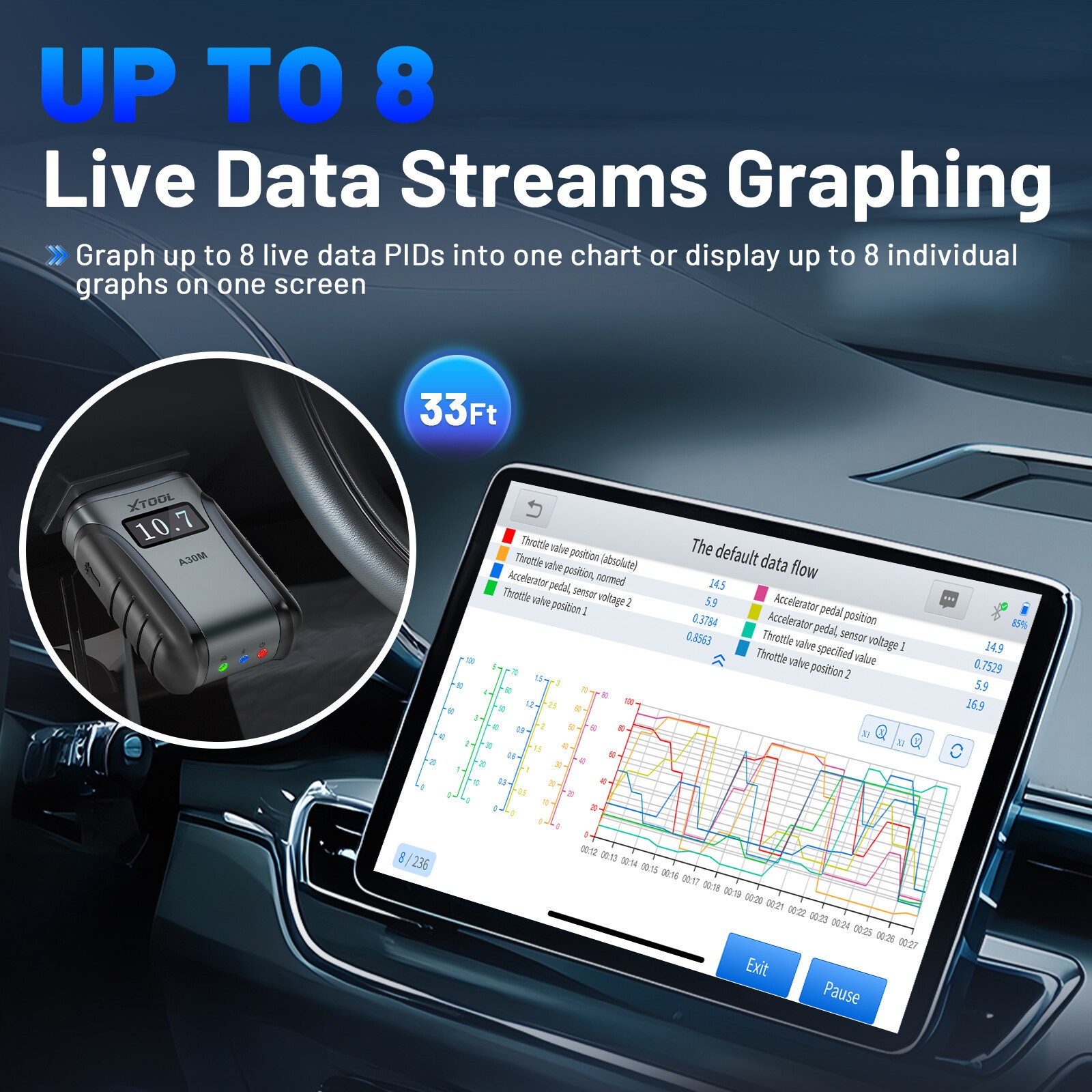 USED XTOOL A30M OBD2 Scanner Code Reader Full System Car Diagnostic Tool NEWEST