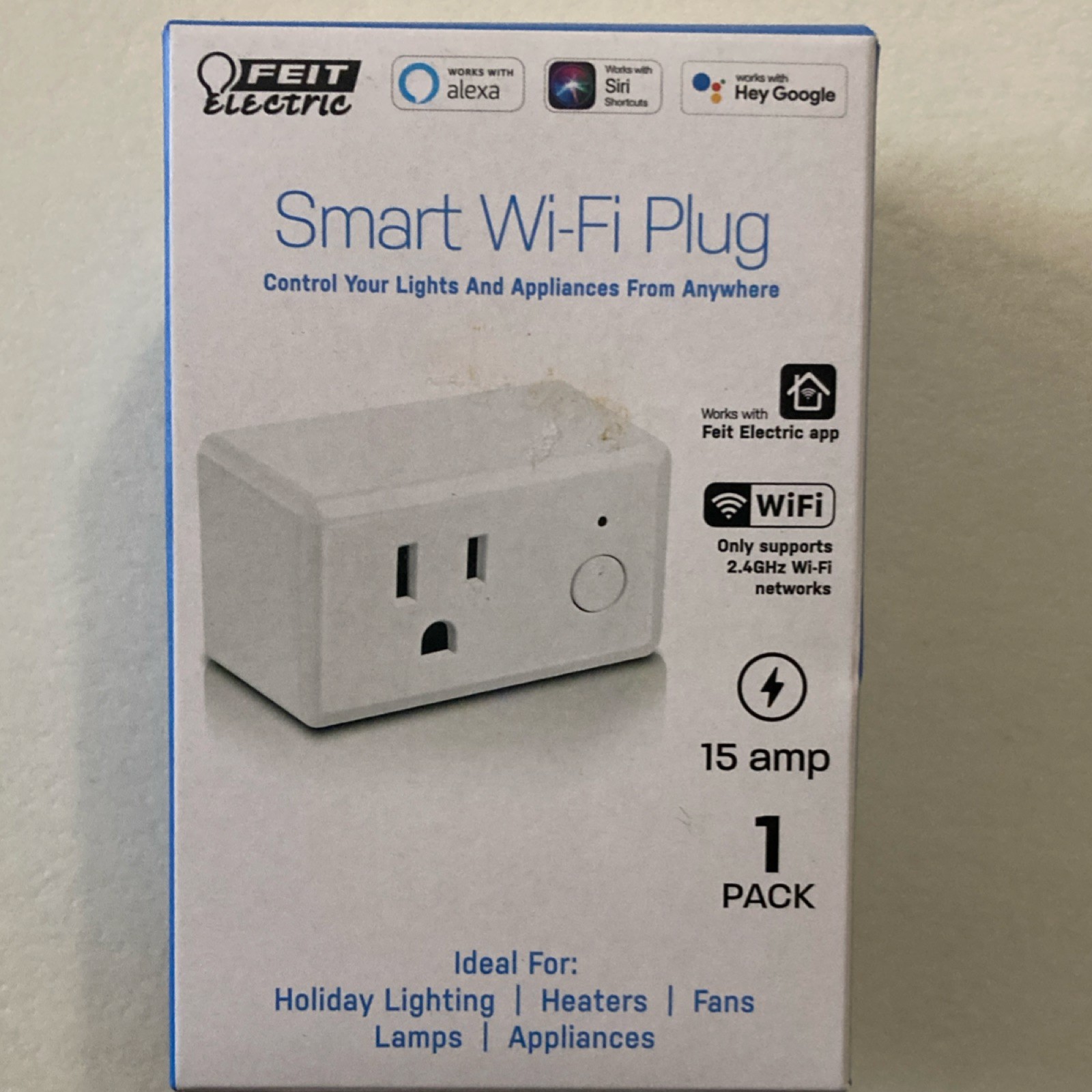 Feit Electric Smart Wi-Fi Plug 15A Alexa Google Siri Compatible 1 Outlet