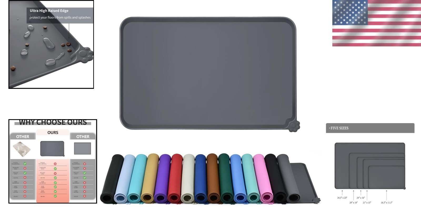 Quality Silicone Pet Feeding Mat 18.5 Inch For Clean Dining Experience