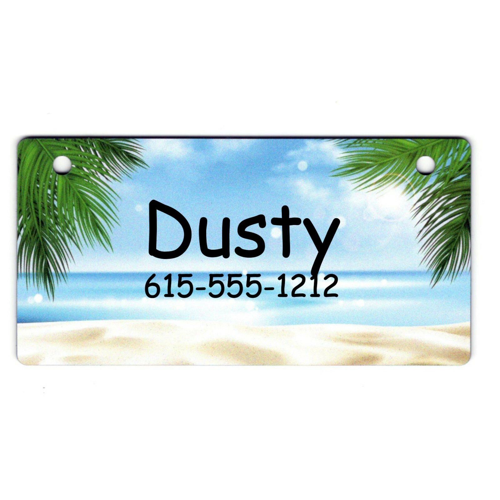 Palm Trees on the Beach Personalized 5" x 2.5" Dog Crate Tag FREE SHIPPING