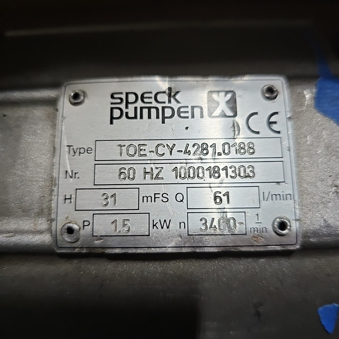 Speck Pumpen CY-4281.0016-0188 PUMP, USED