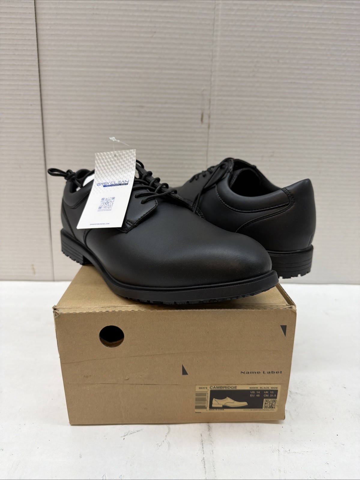 Men's Shoes For Crews® Cambridge – Black Non-Slip Work Shoes Size 14