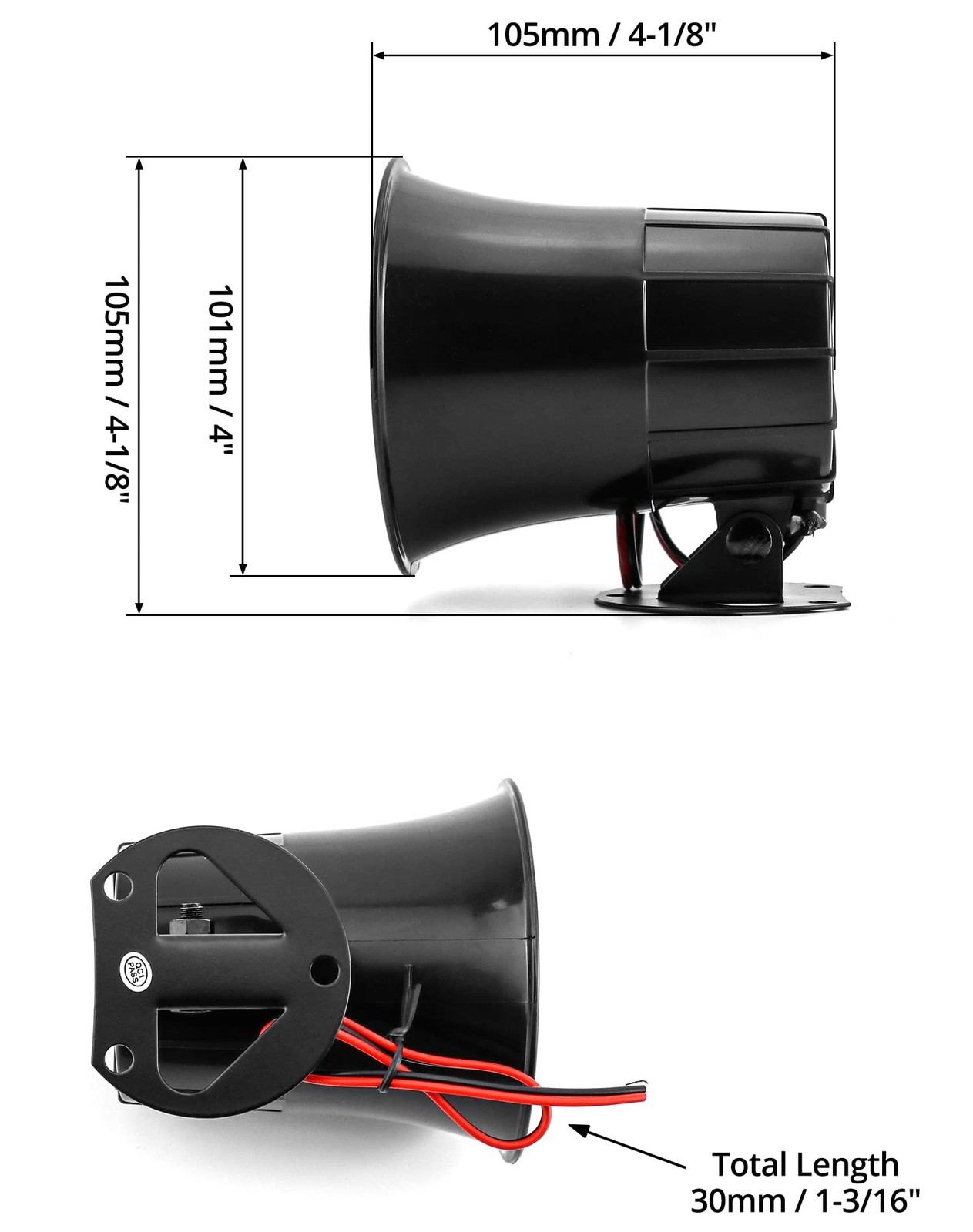 QWORK Electric Siren Horn, 2 Pack DC 12V Security Loud Wired 2 Pack, Black