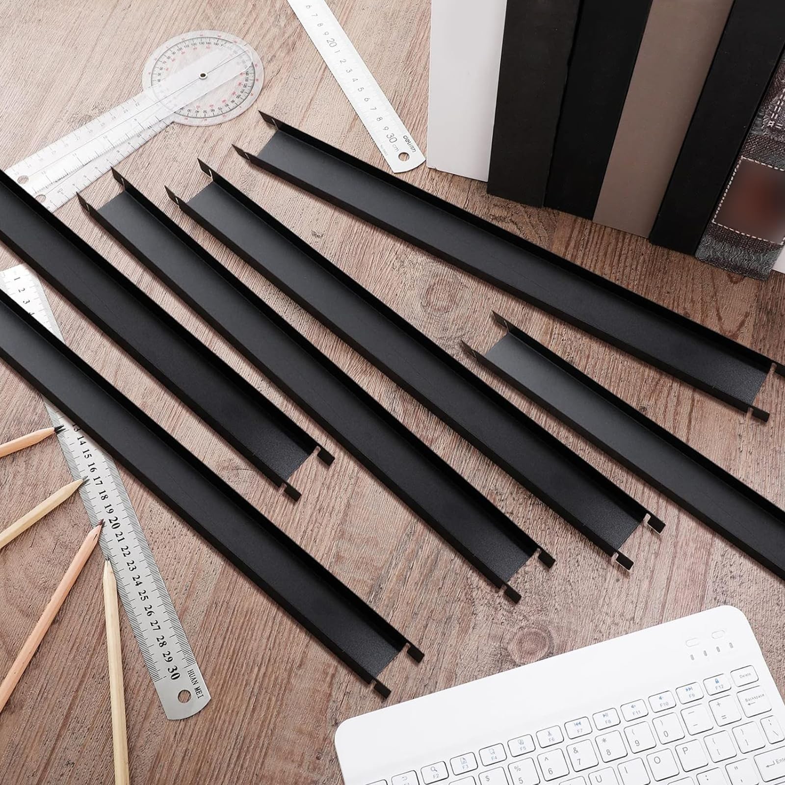 Peryiter 12 Pcs Front to Back Rails Lateral Drawer Hanging File Bar Black