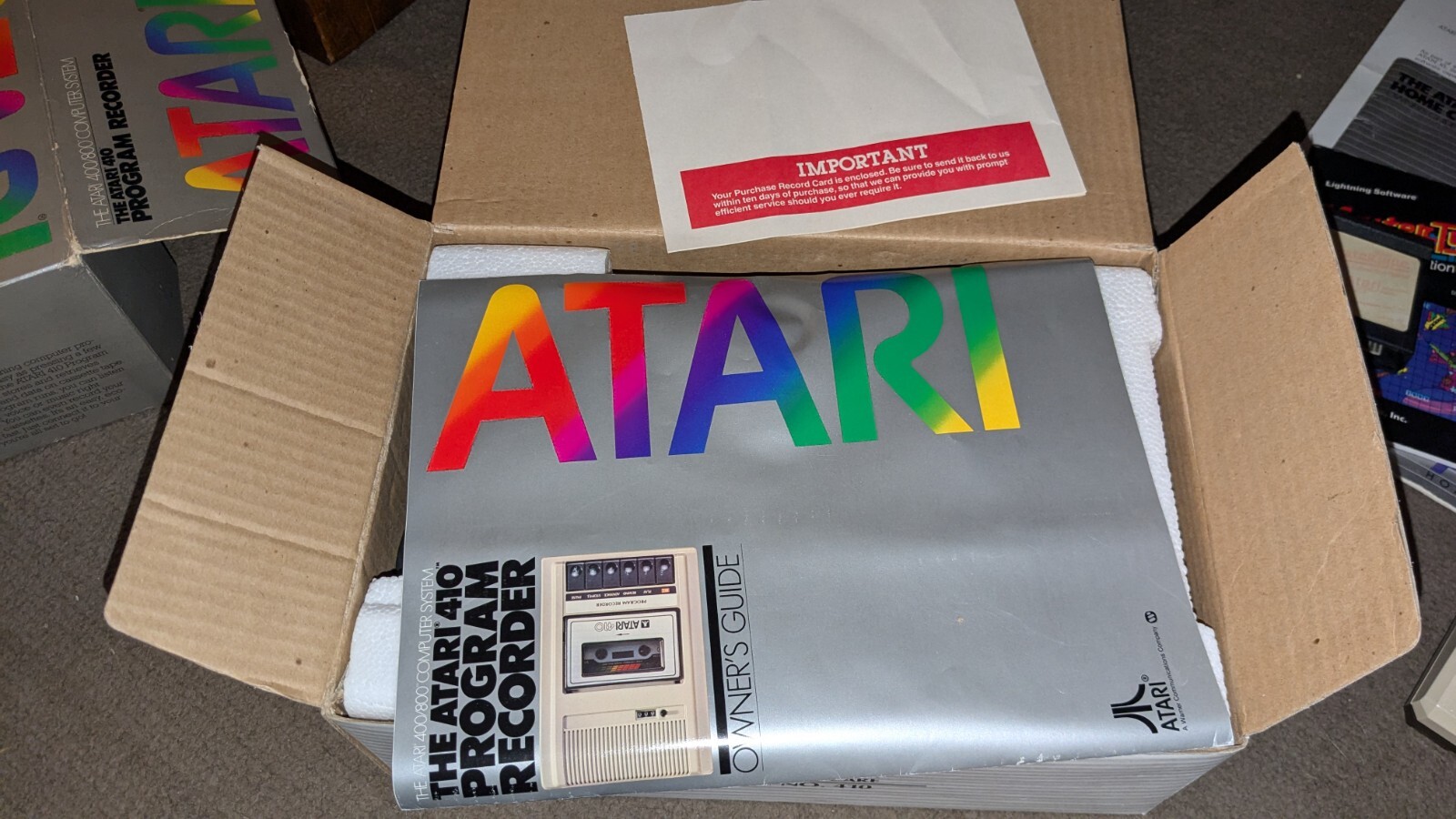 Atari 600XL Home Computer Complete W/ Manual And Hook Ups Game Is Master type