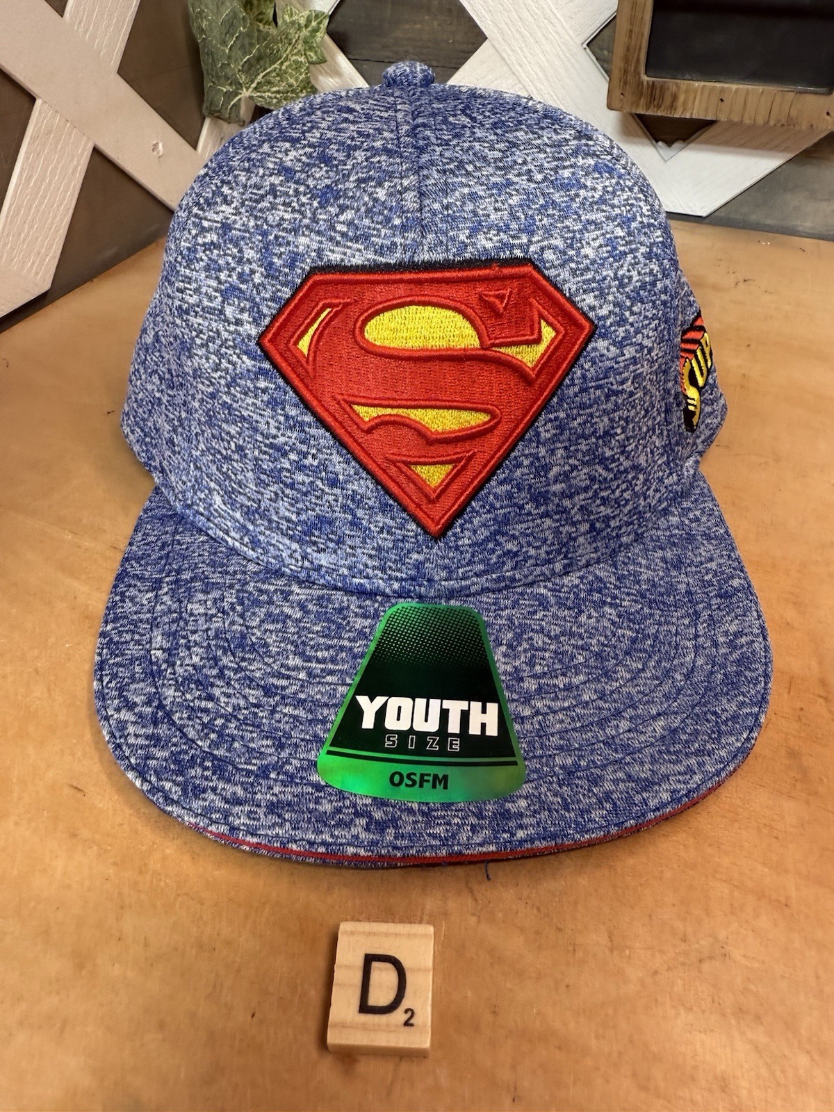 Superman Youth Size OSFM Original Blue Logo Adjustable Snapback Hat