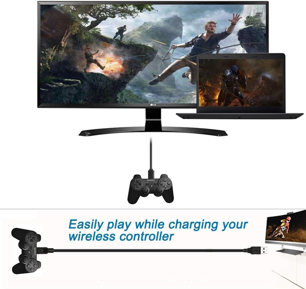 10 FT NEW Wireless Controller USB Charging Cord Cable for Sony PlayStation 3 PS3