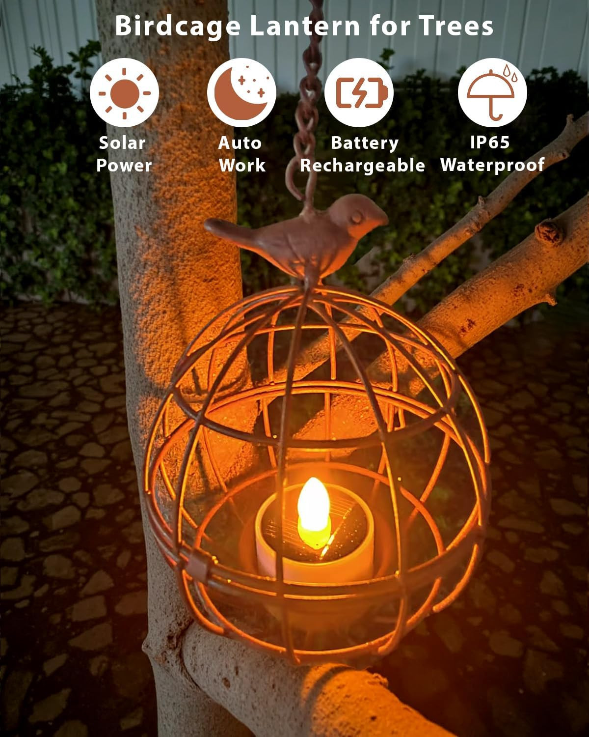 4 Pack Solar Hanging Lantern Lights Outdoor Birdcage Patio Decor
