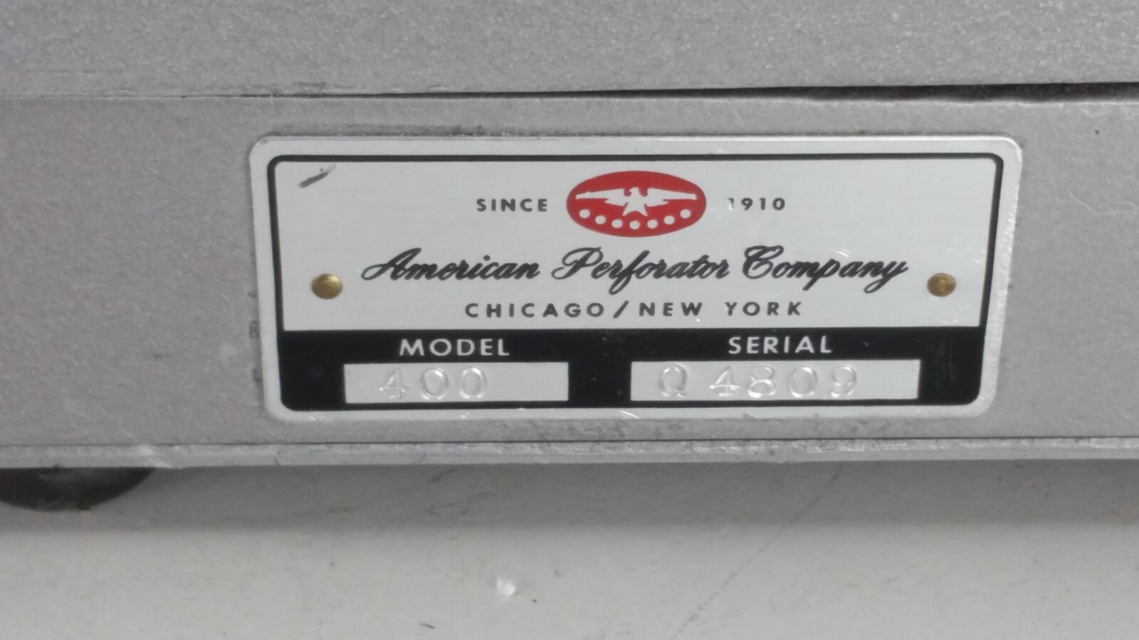 AS-IS American Perforator Company Model 400 NO RETURN