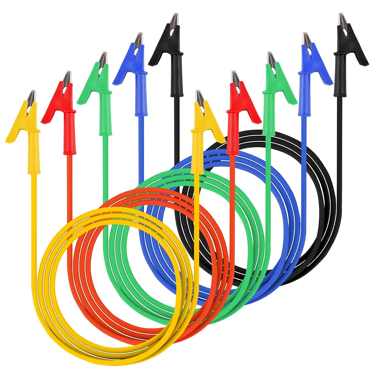 5PCS Dual Ended Alligator Clips Test Leads Set, 15A Test Lead Wire Cable with In