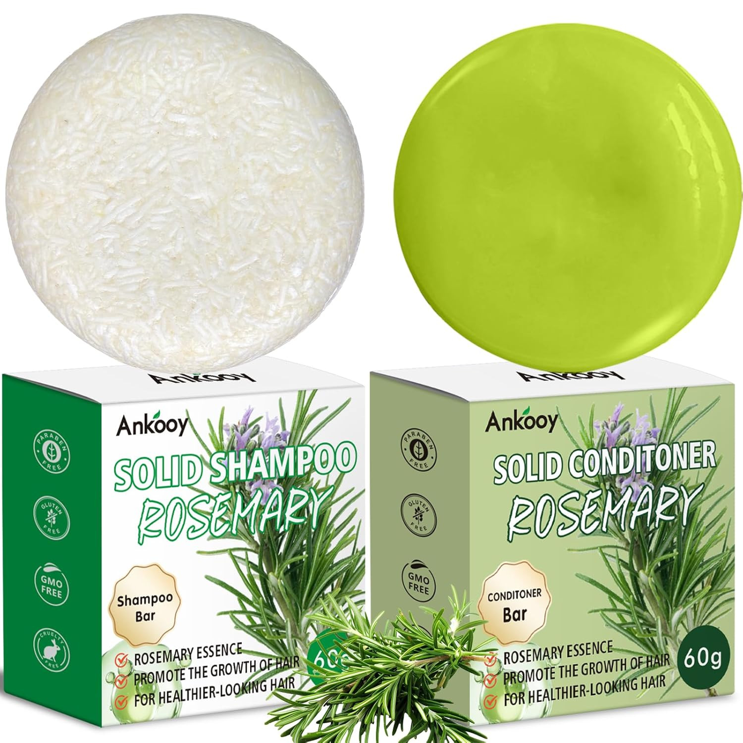 2 Pack Rosemary Oil Shampoo Bars and Conditioner Set,Bar Shampoo and Conditioner