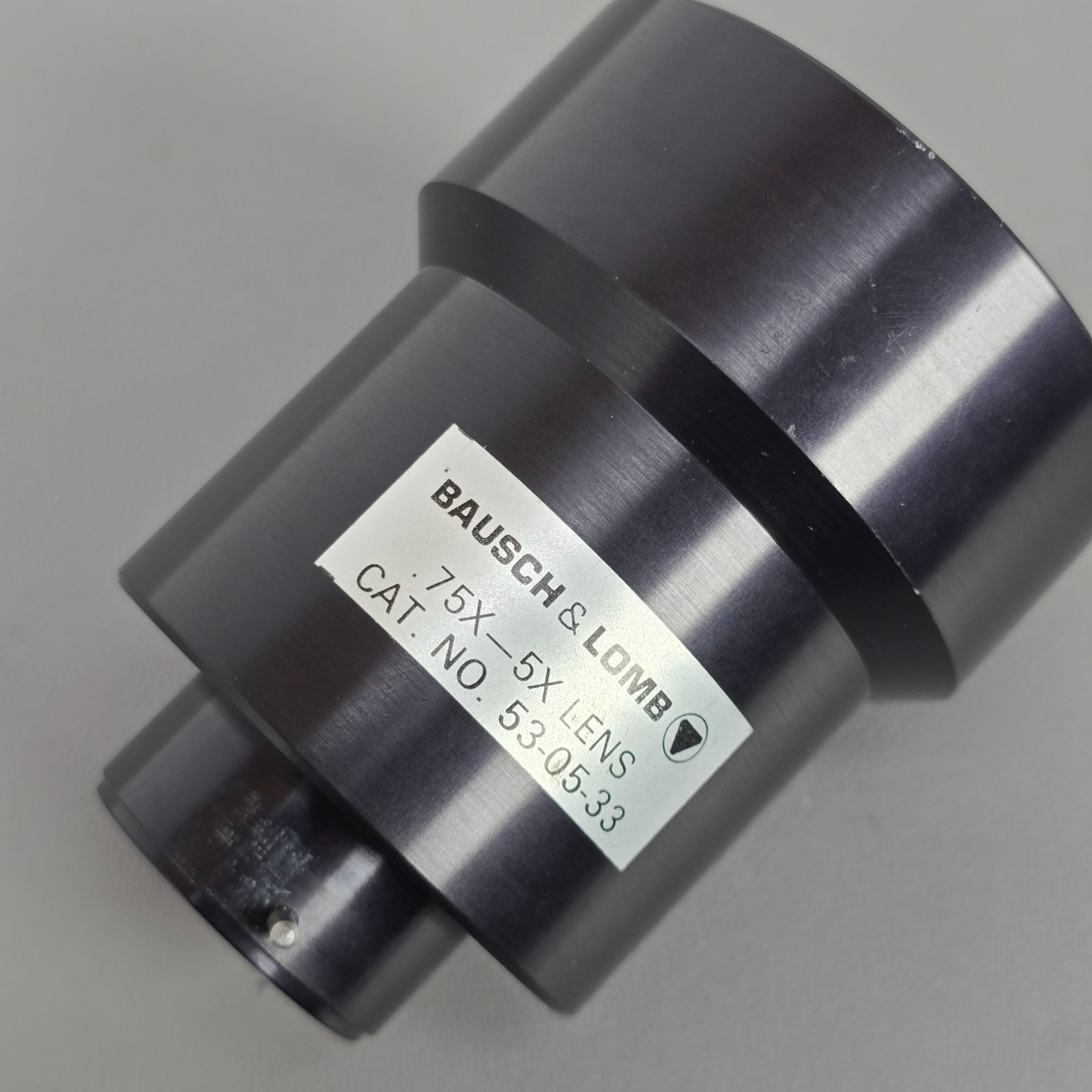 Bausch & Lomb .75X-5X Lens Cat No. 53-05-33 Microscope Component Black Metal