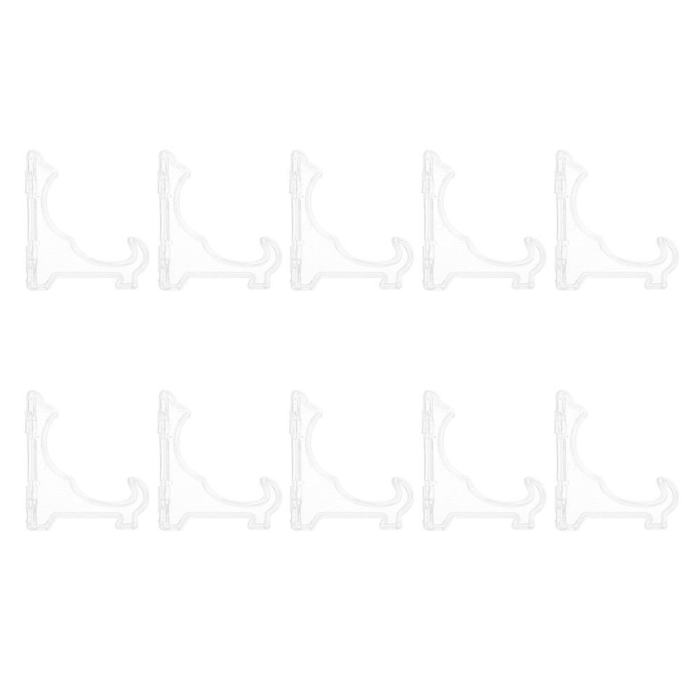 10Pcs Reusable Acrylic Badge Display Stands Transparent Triangle Holders