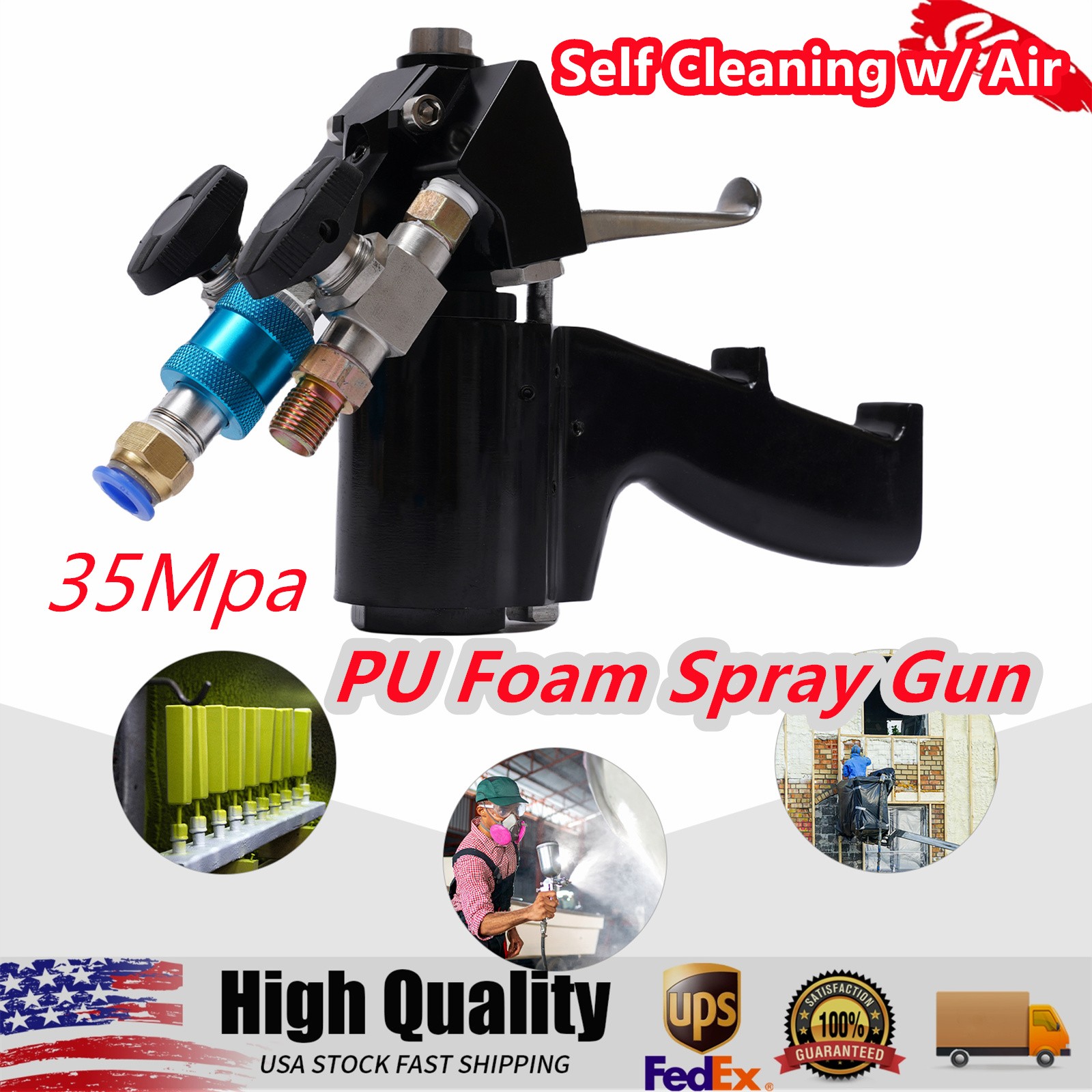 P2 PU Foam Spray Gun Polyurethane Spraygun Polyurea Pouring Air Purge Sprayer