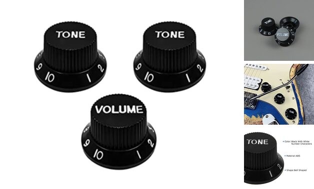Speed Control Knobs 1 Volume 2 Tone Guitar Knob Set Fit ST Style Black