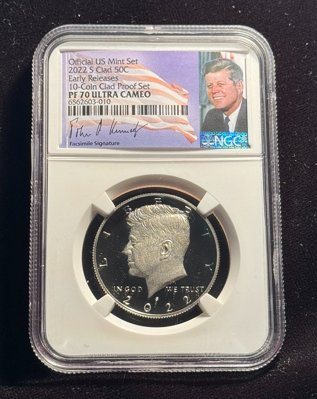 2022-S Kennedy Half Dollar Early Release-NGC Pf70 Ultra Cameo Color Photo (Bulk)