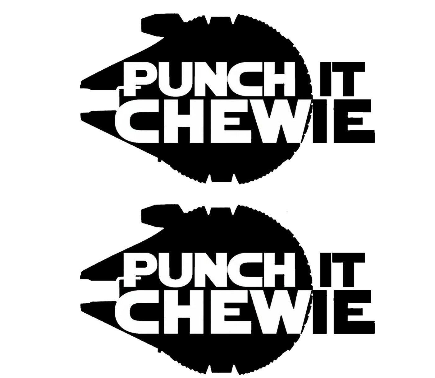 Millennium Falcon Punch It Chewie 2 Black Vinyl Decal Car Truck Window Star Wars