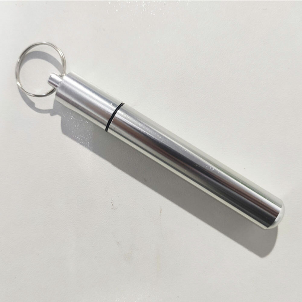 2X Keychain Waterproof Pill Box Bottle Holder Container Ear Spoon Toothpick Tool