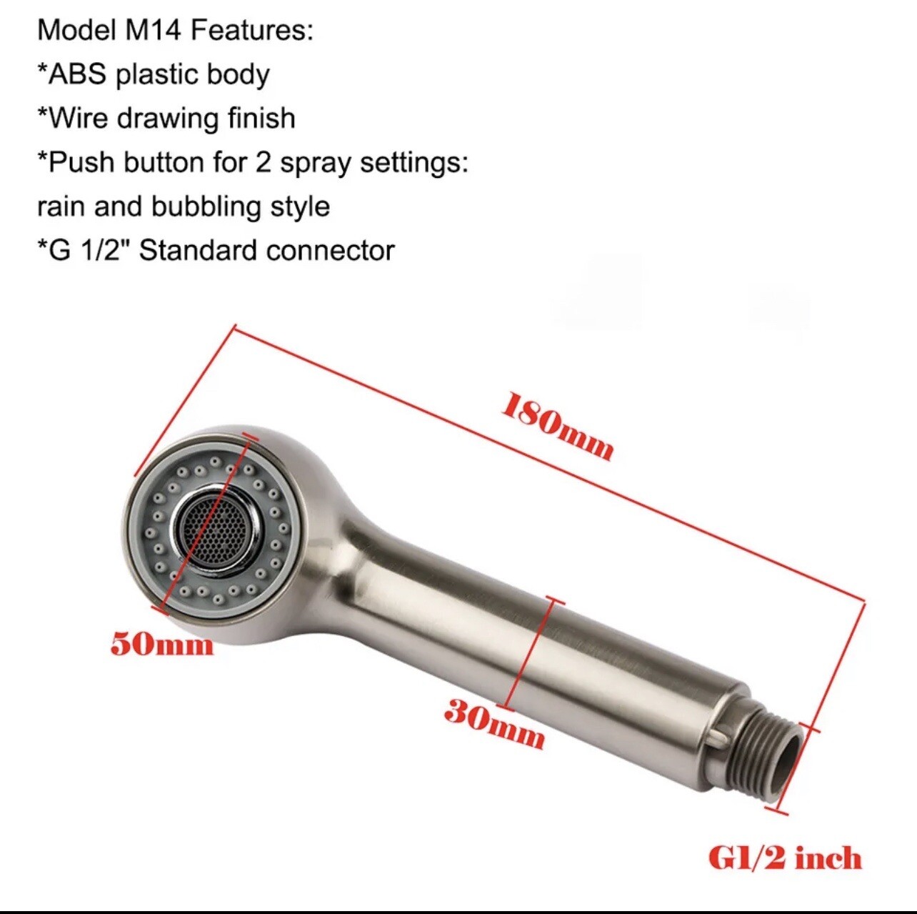 Kitchen Replacement Sprayer, Pull Out Spray Head for Kitchen Nickel Brushed