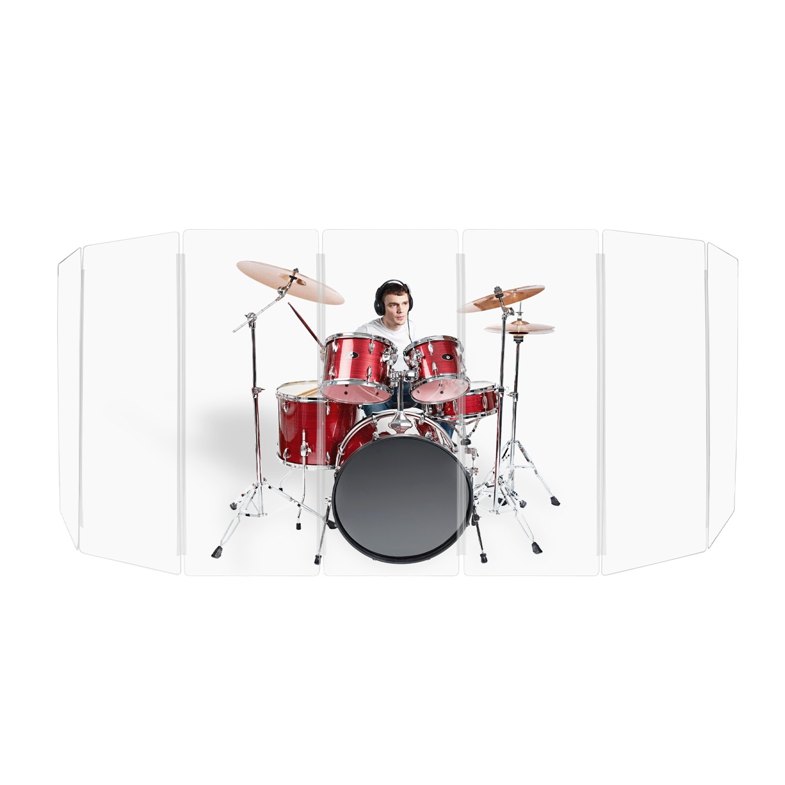 Drum Shield Premium Acrylic Drum Screen - 7 Panels 2ft x 5ft with Living Hinges