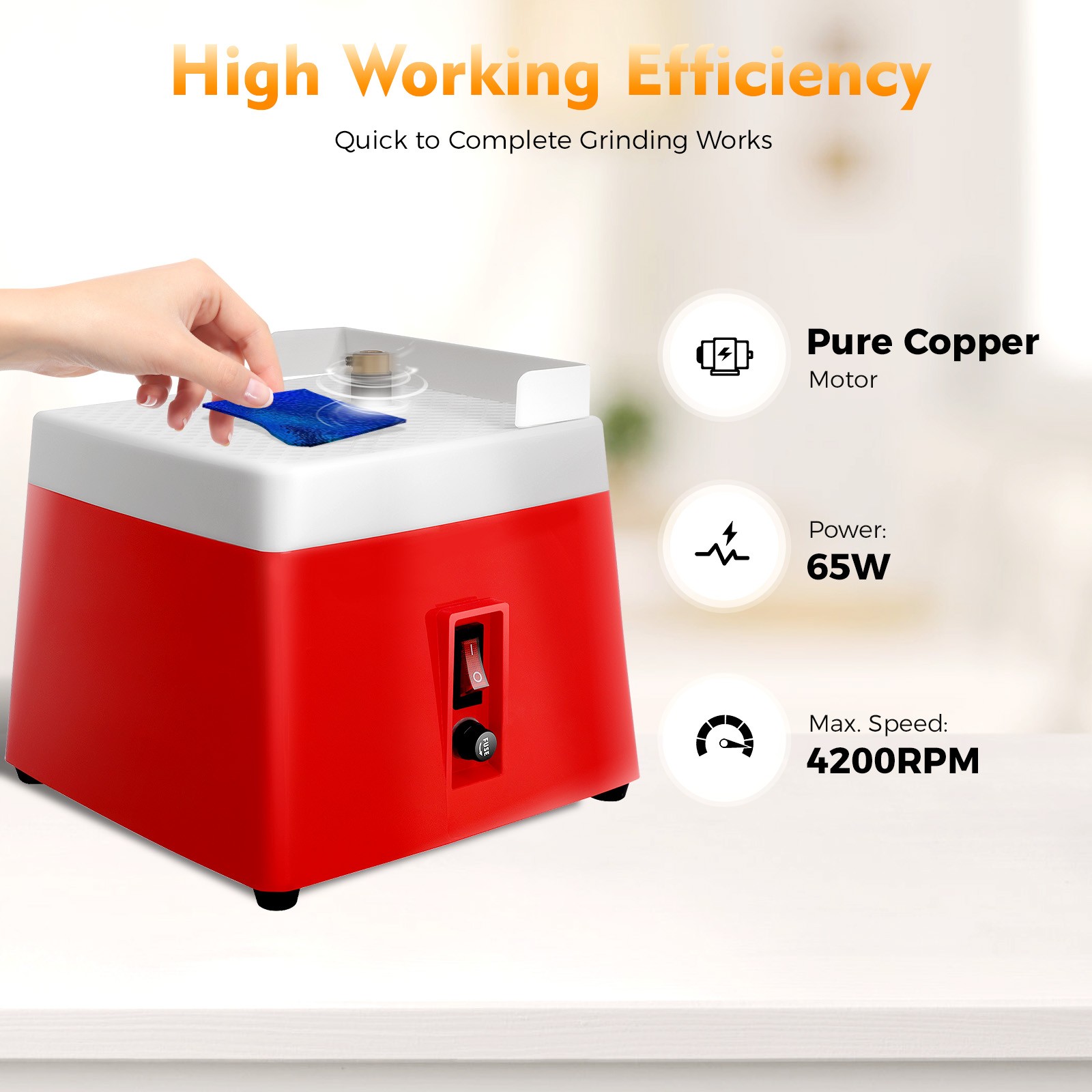 110V Stained Glass Grinder Diamond Automatic Art Grinding Tool 4200r/Min