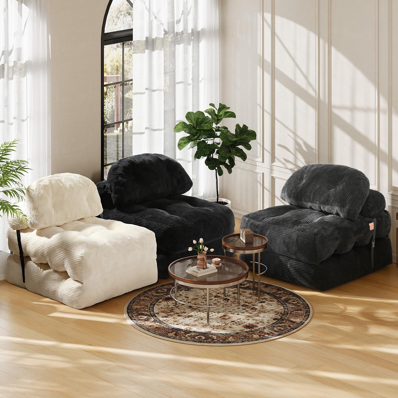 Vellorise Folding Sofa Bed, Convertible Sleeper Chair with Back Support and P...