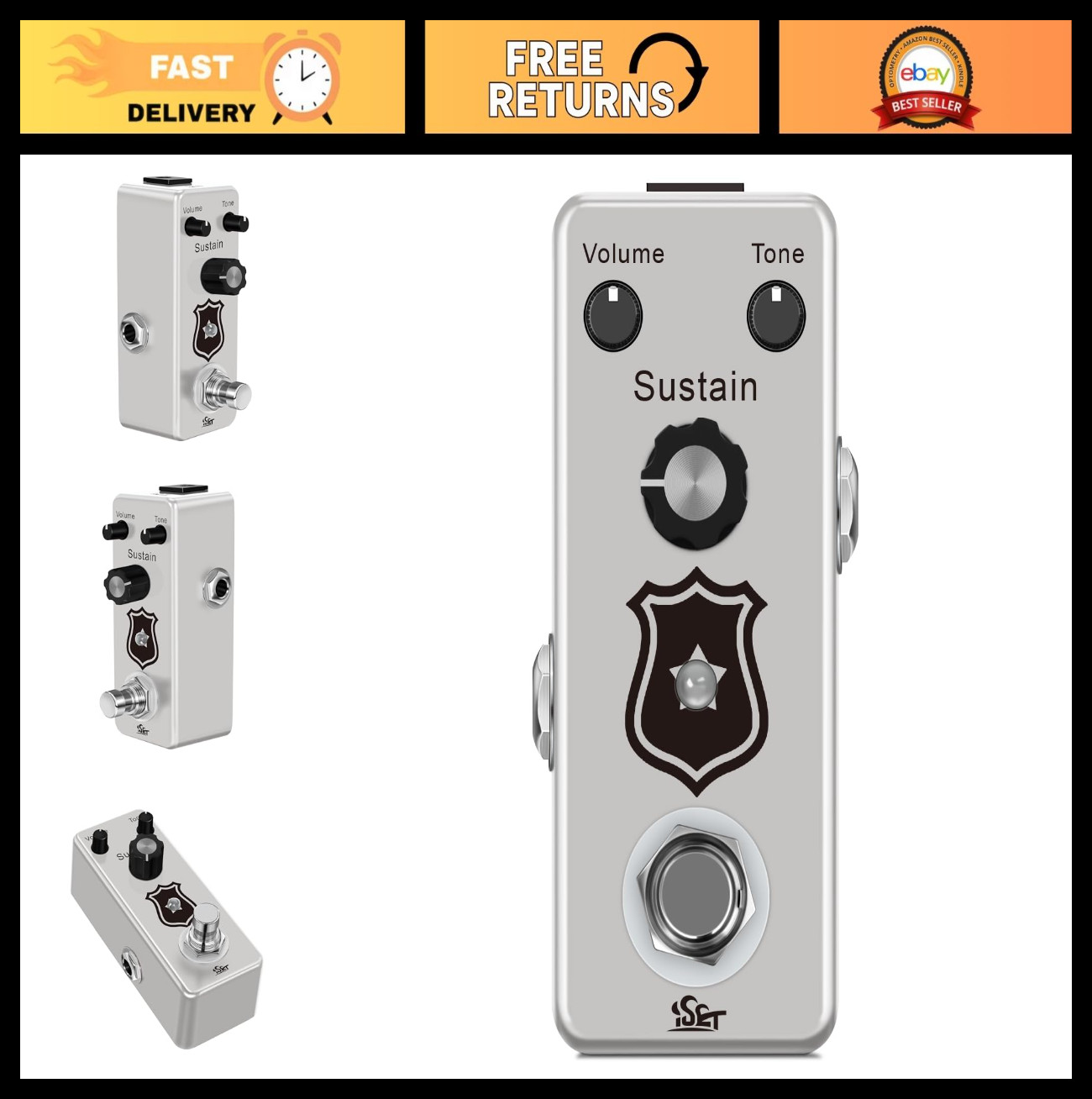 Analog Fuzz Guitar Effect Pedal - True Bypass for Electric Guitar & Bass, High-Q