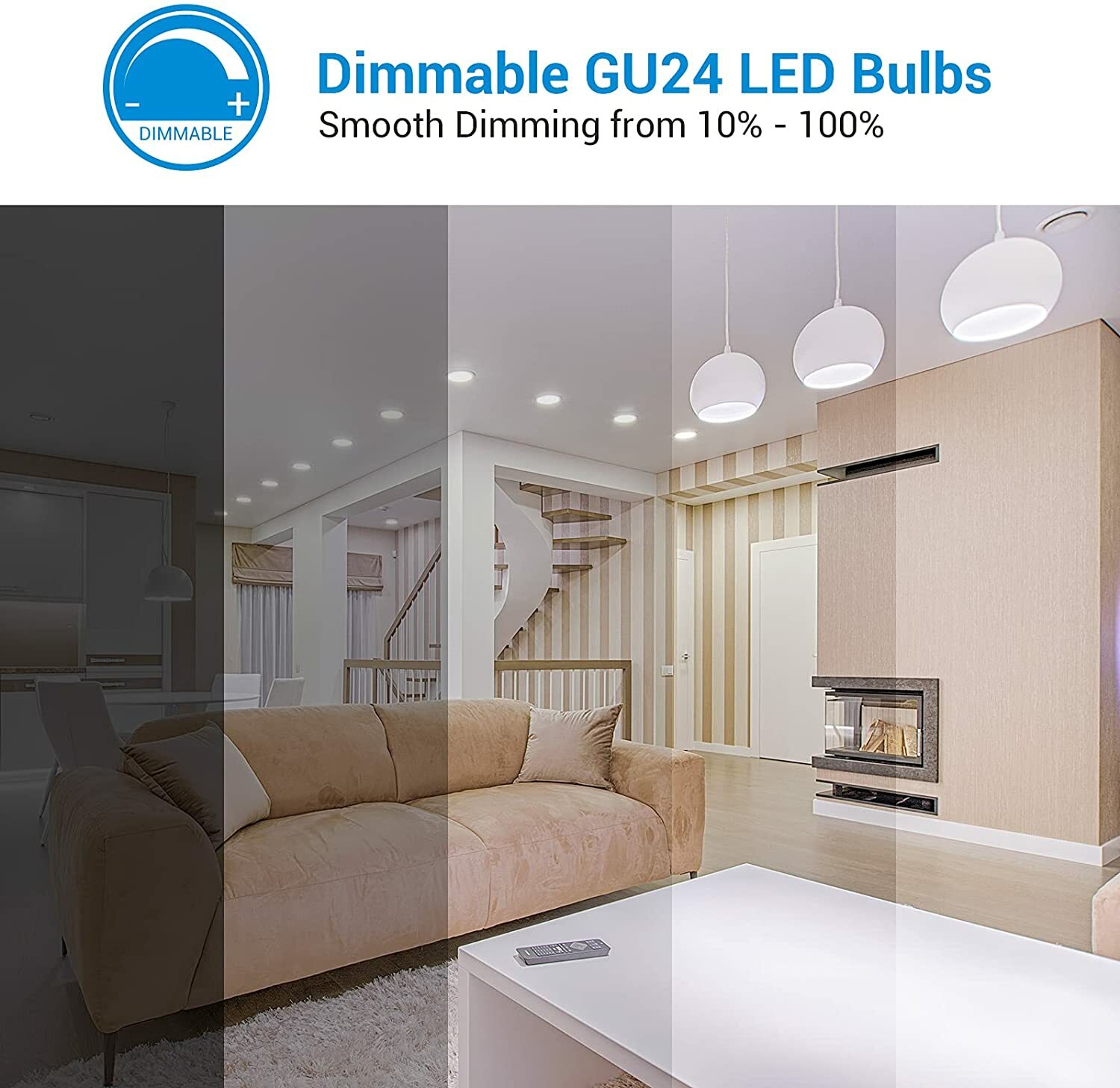 DEWENWILS GU24 LED Light Bulb Dimmable 2 Prong Light Bulbs 5000K Daylight