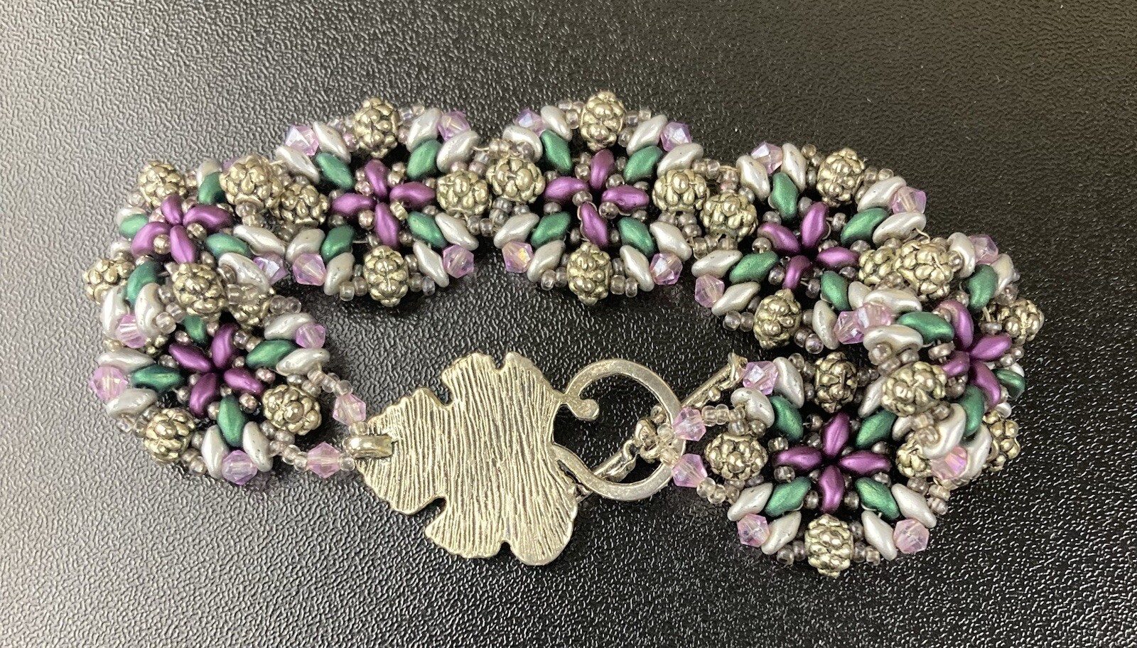 Starflower Handmade Beaded Toggle Bracelet  8.75”
