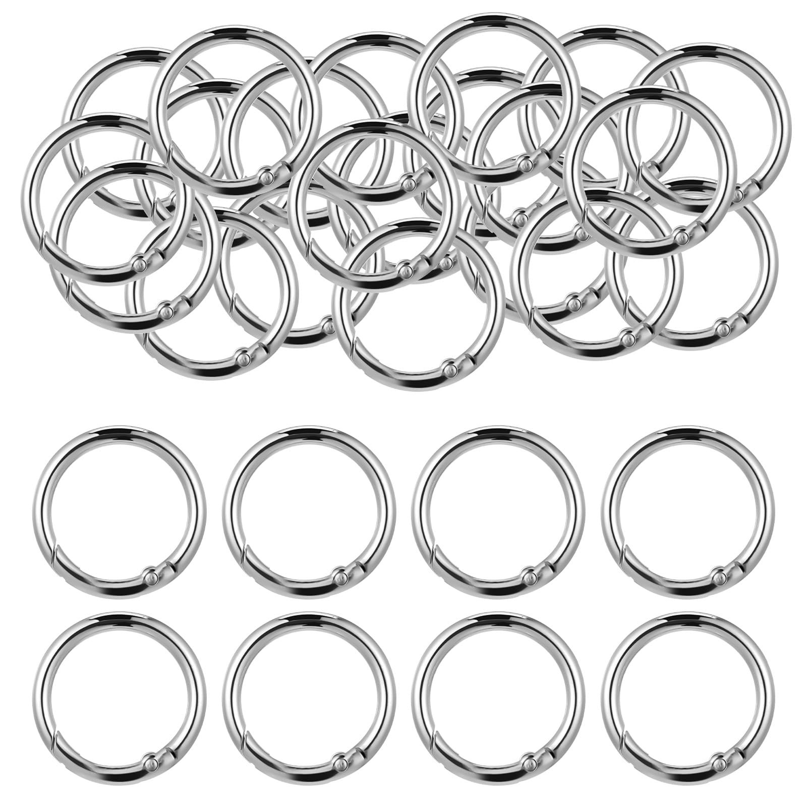 40 Pack 0.5 Inch Round Buckle Clips, Metal Spring O Rings Silver Carabiner Cl...