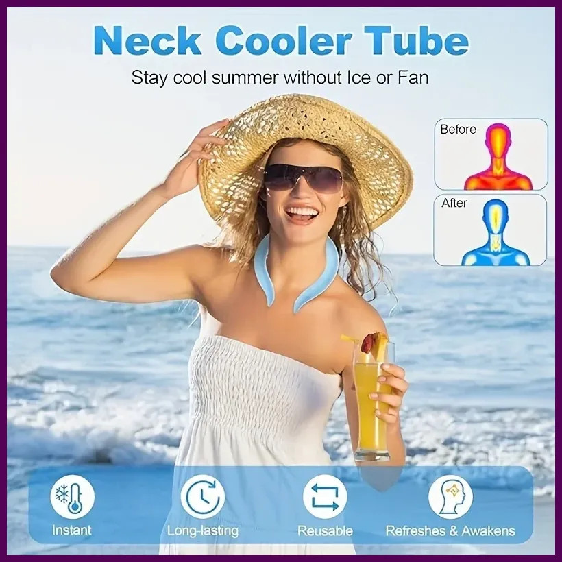 Wearable Neck Cooler Reusable Cooling Tube for Summer Freeze Activated Neck