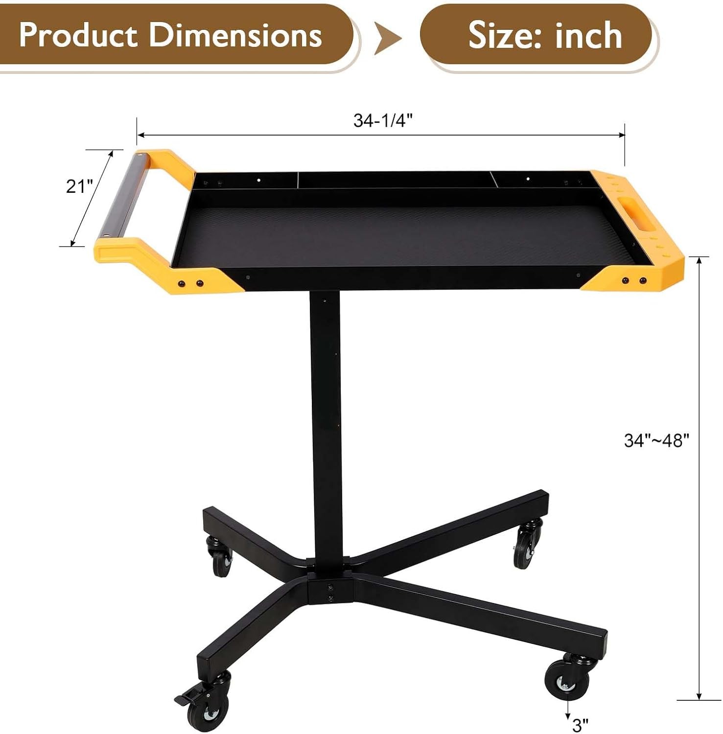 Adjustale Height Mobile Work Table,Rolling Tool Tray Table,Garage, Repair Shop