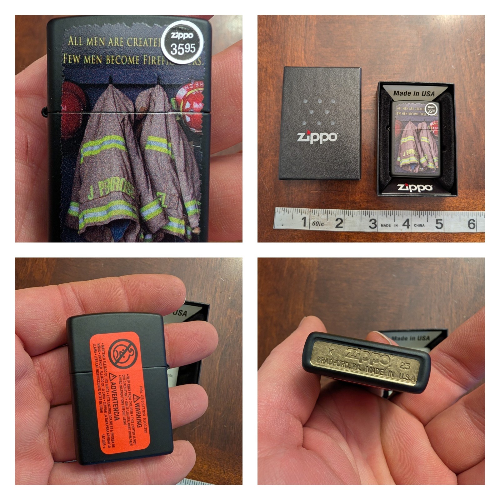 New Zippo Lighter "All Men Are Created Equal Few Men Become Firefighters" 2023