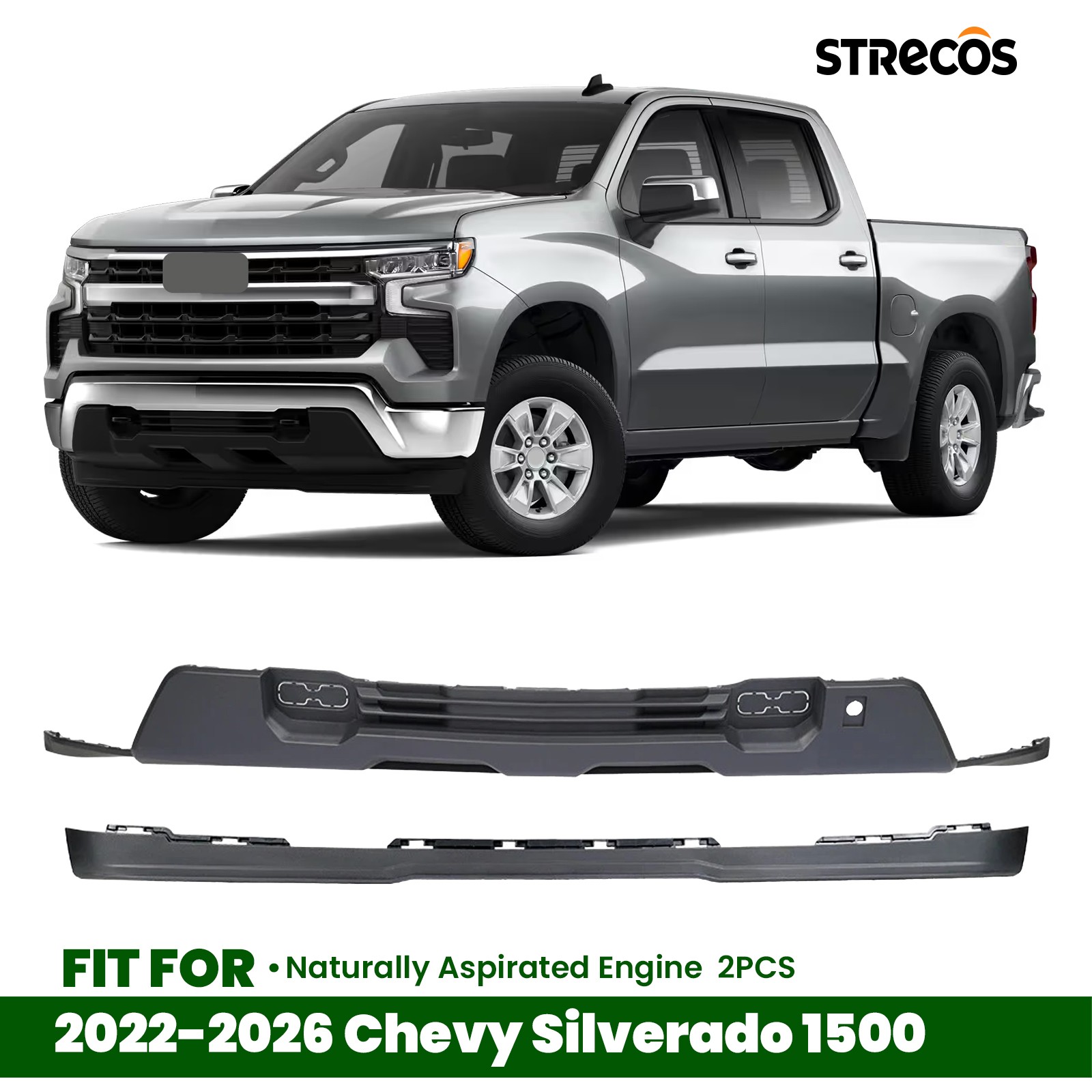Front Lower Bumper Cover For 2022-2026 Chevy Silverado 1500 with Lower Deflector