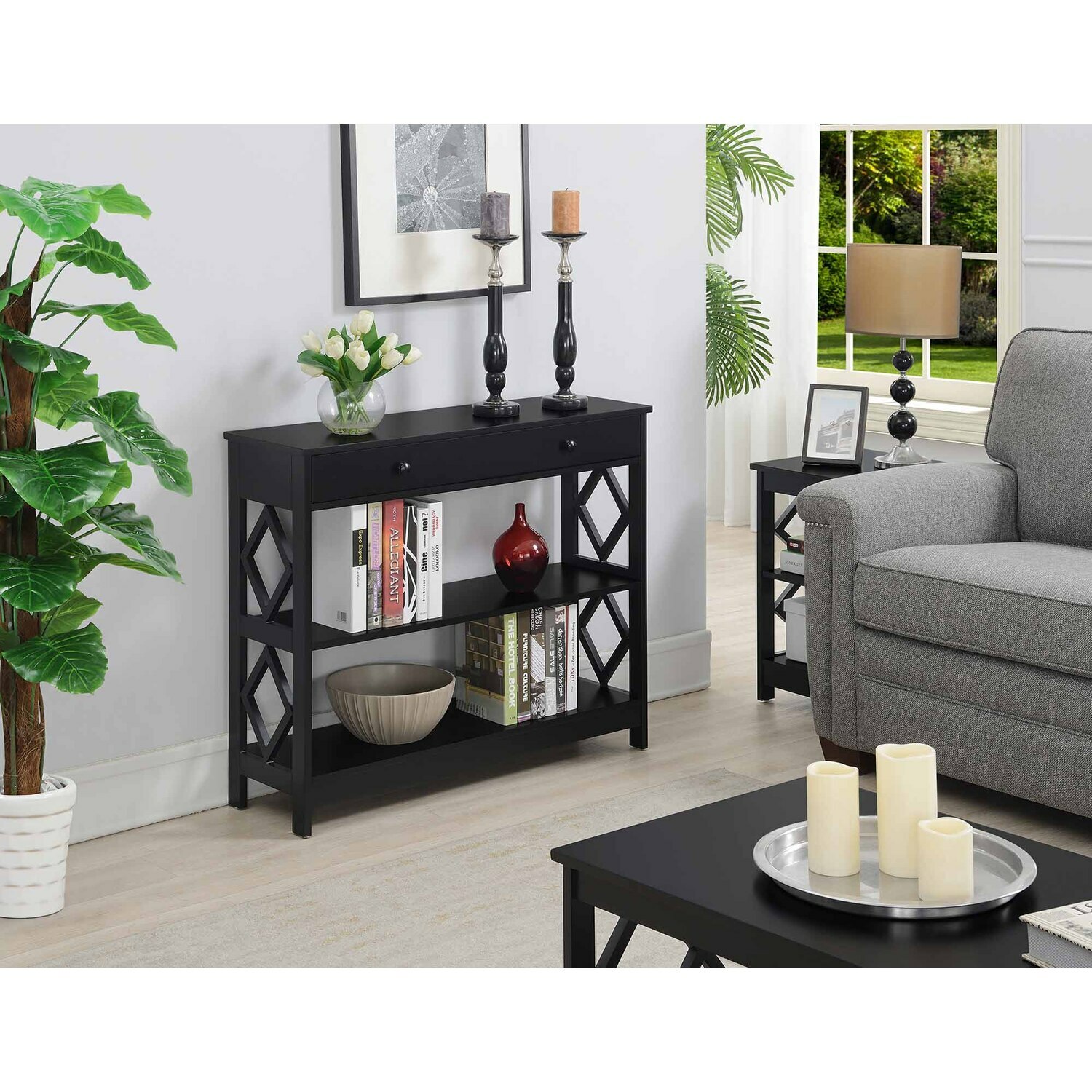 Convenience Concepts Diamond 1 Drawer Console Table
