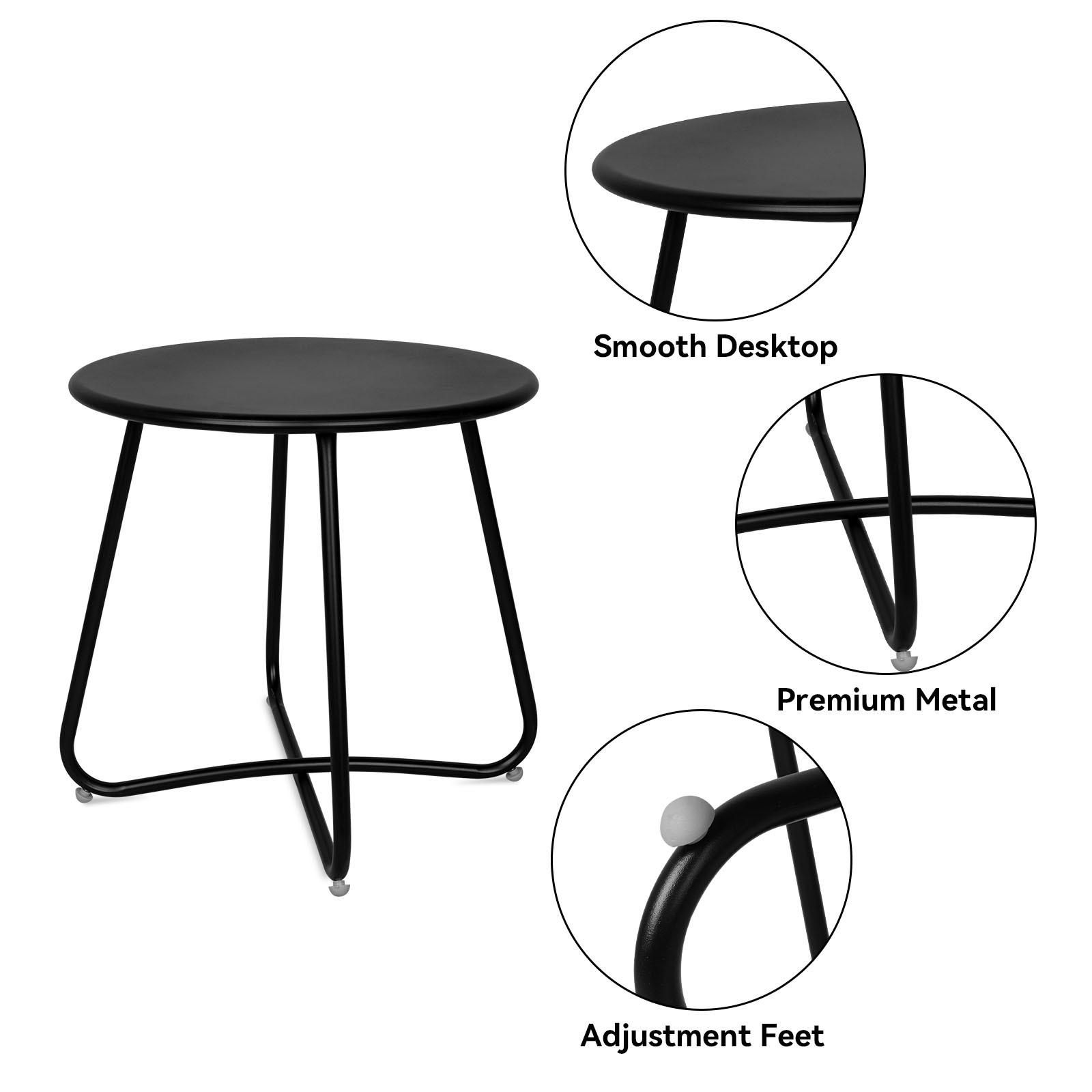 Outdoor Balcony Side Table Patio Garden Bedside 18" Round Coffee Tea End Table